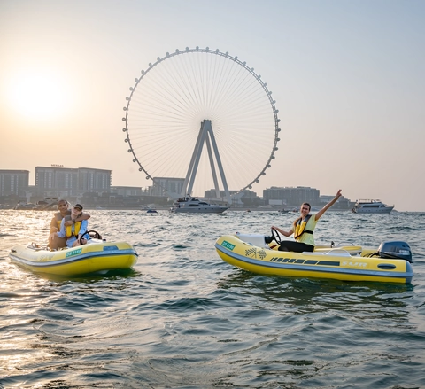boat tour in front of Dubai Eye